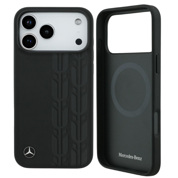 Mercedes Leather Laurel Leaves MagSafe dėklas skirtas iPhone 17 Pro Max juodos spalvos aprašymas - Prekės nuotrauka