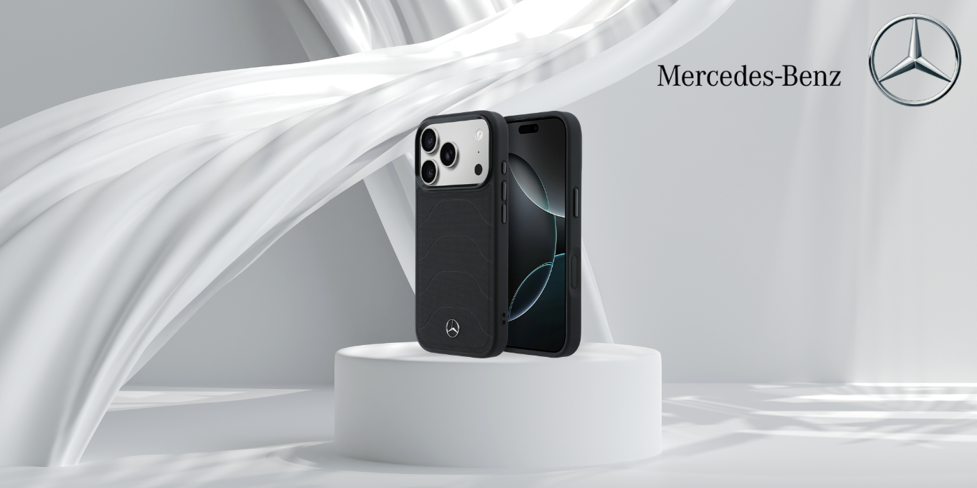 Dėklas Mercedes Leather Mesh with Bow Line MagSafe Case for iPhone 18 Pro Max / 17 Pro Max - Juodas aprašymas - Prekės nuotrauka
