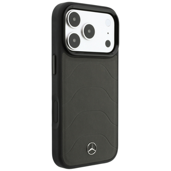Dėklas Mercedes Leather Mesh with Bow Line MagSafe Case for iPhone 18 Pro / 17 Pro - Dark Gray aprašymas - Prekės nuotrauka