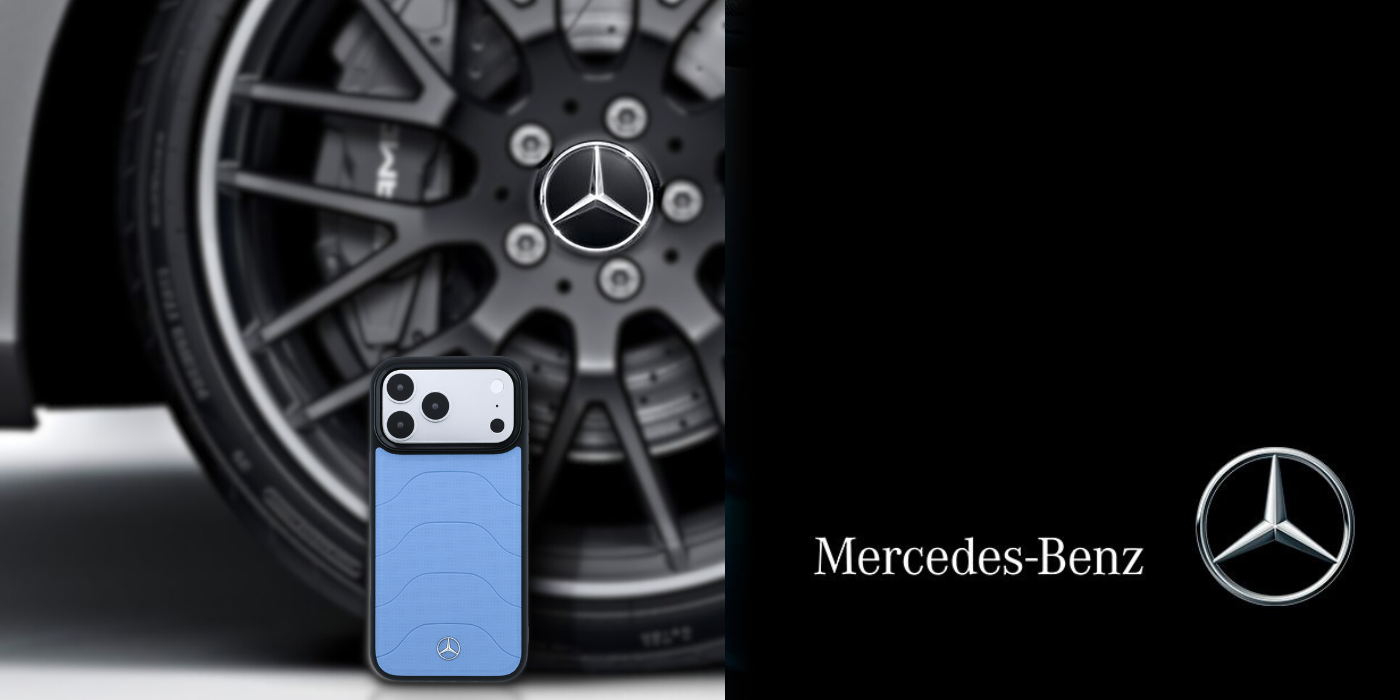 Dėklas Mercedes Leather Mesh with Bow Line MagSafe Case for iPhone 18 Pro / 17 Pro - Mėlyna aprašymas - Prekės nuotrauka