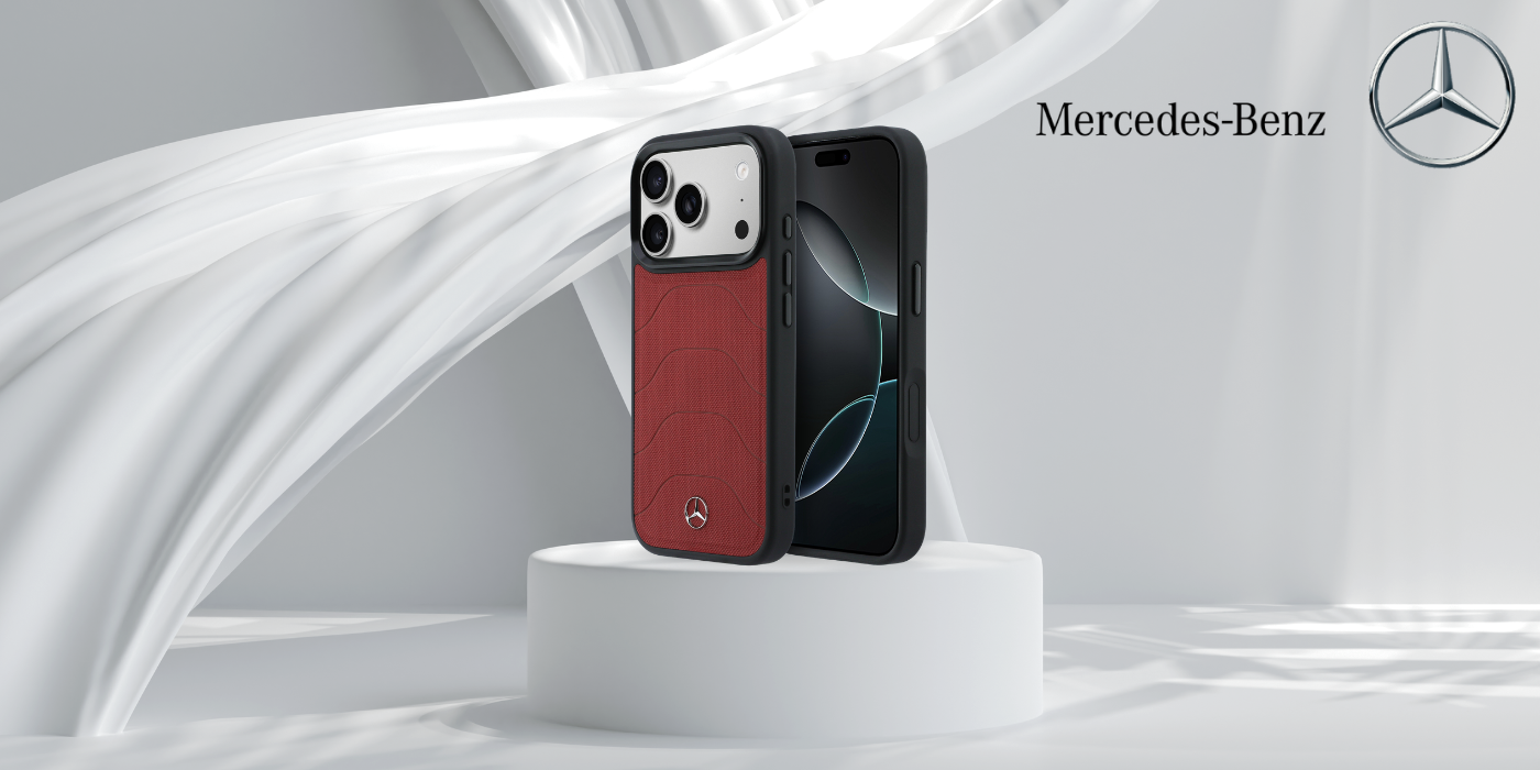 Dėklas Mercedes Leather Mesh with Bow Line MagSafe Case for iPhone 18 Pro Max / 17 Pro Max - Burgundy aprašymas - Prekės nuotrauka