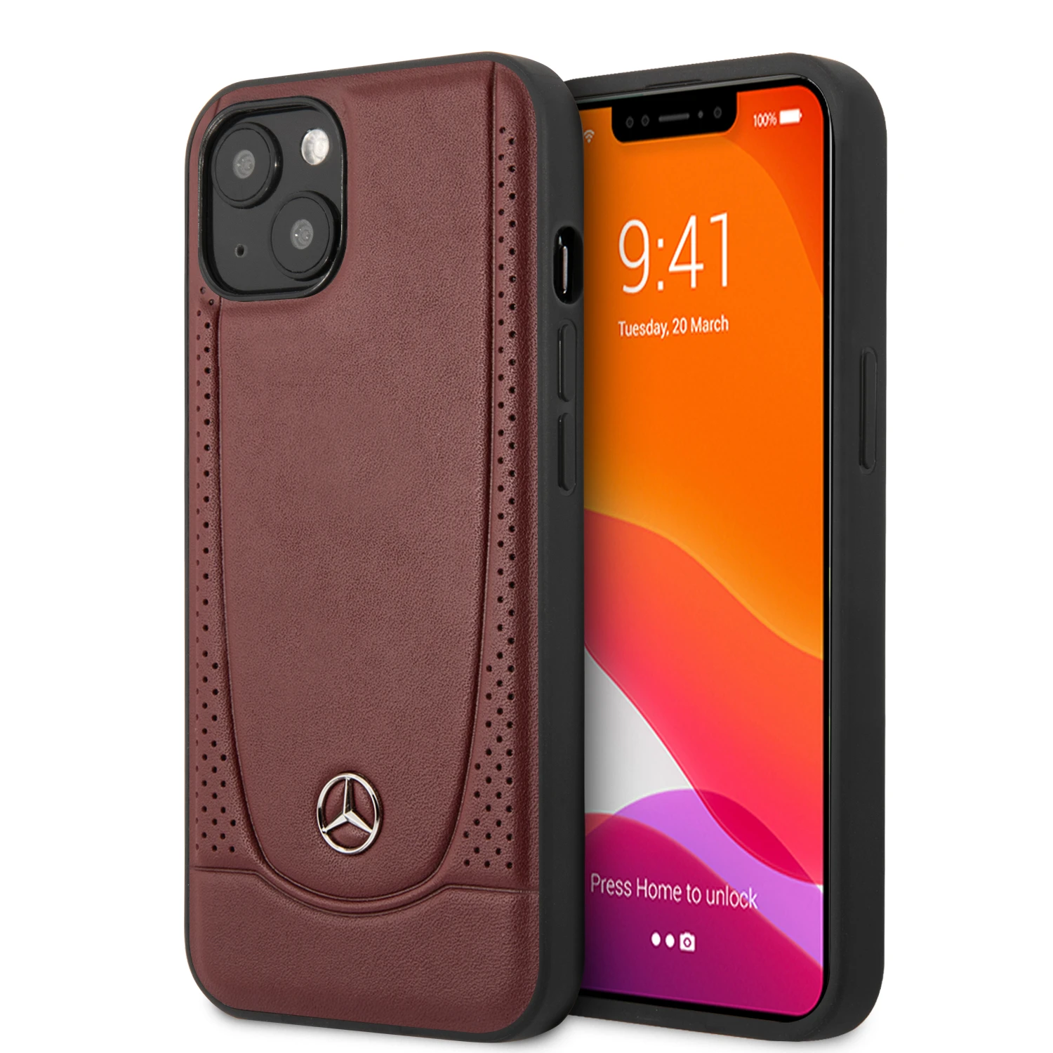 Dėklas Mercedes Leather Urban Bengale Case for iPhone 13 / 14 / 15 - Burgundy aprašymas - Prekės nuotrauka