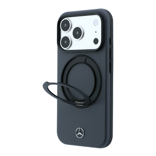 Dėklas Mercedes Leather with Ring Stand MagSafe Case for iPhone 18 Pro / 17 Pro - Dark Gray aprašymas - Prekės nuotrauka