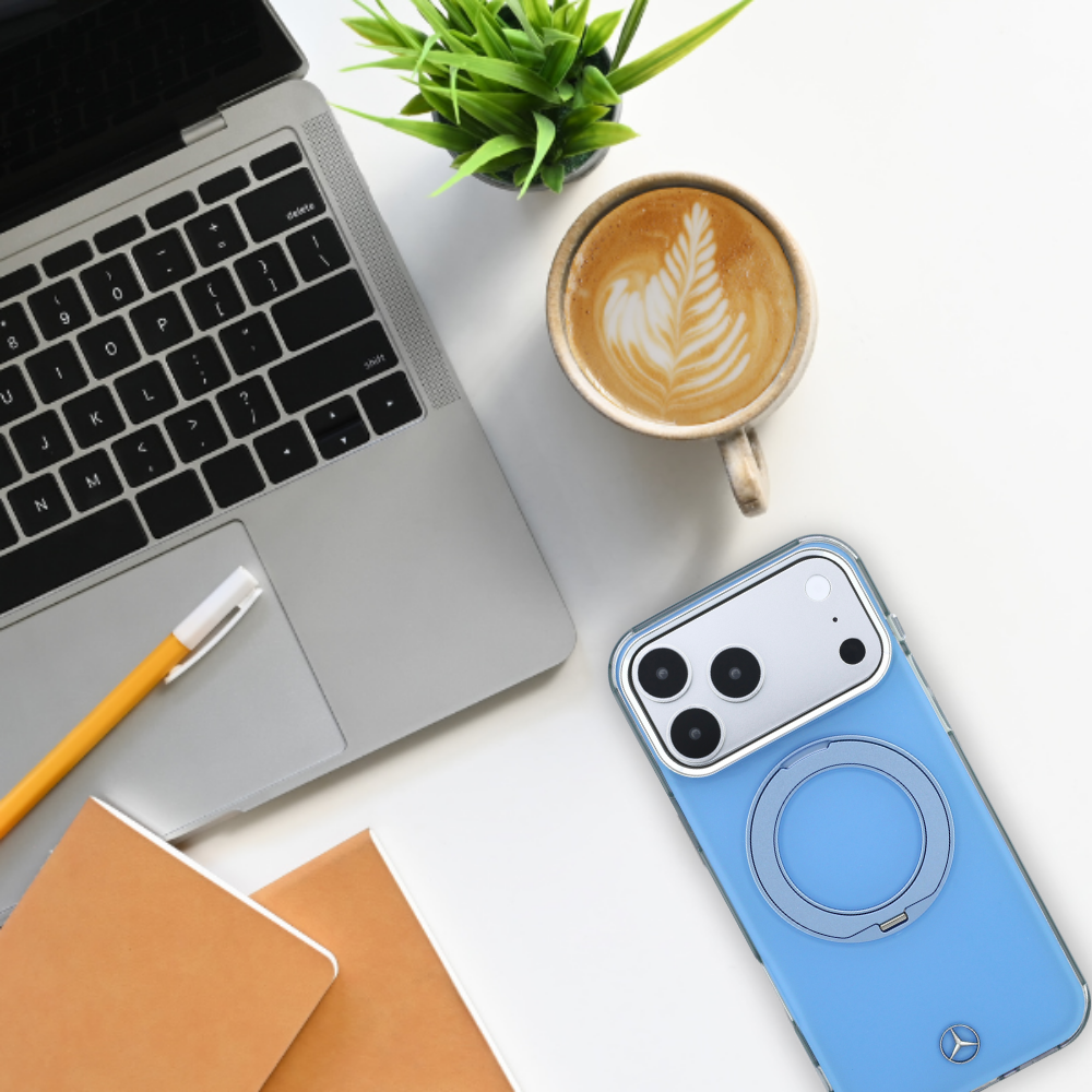 Dėklas Mercedes with ring Stand and Iconic Logo MagSafe case for iPhone 18 Pro Max / 17 Pro Max - mėlynas aprašymas - Prekės nuotrauka