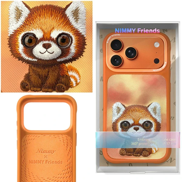 Dėklas Nimmy Big Eyed Pet 2.0 Raccoon case for iPhone 17 Pro - oranžinis aprašymas - Prekės nuotrauka