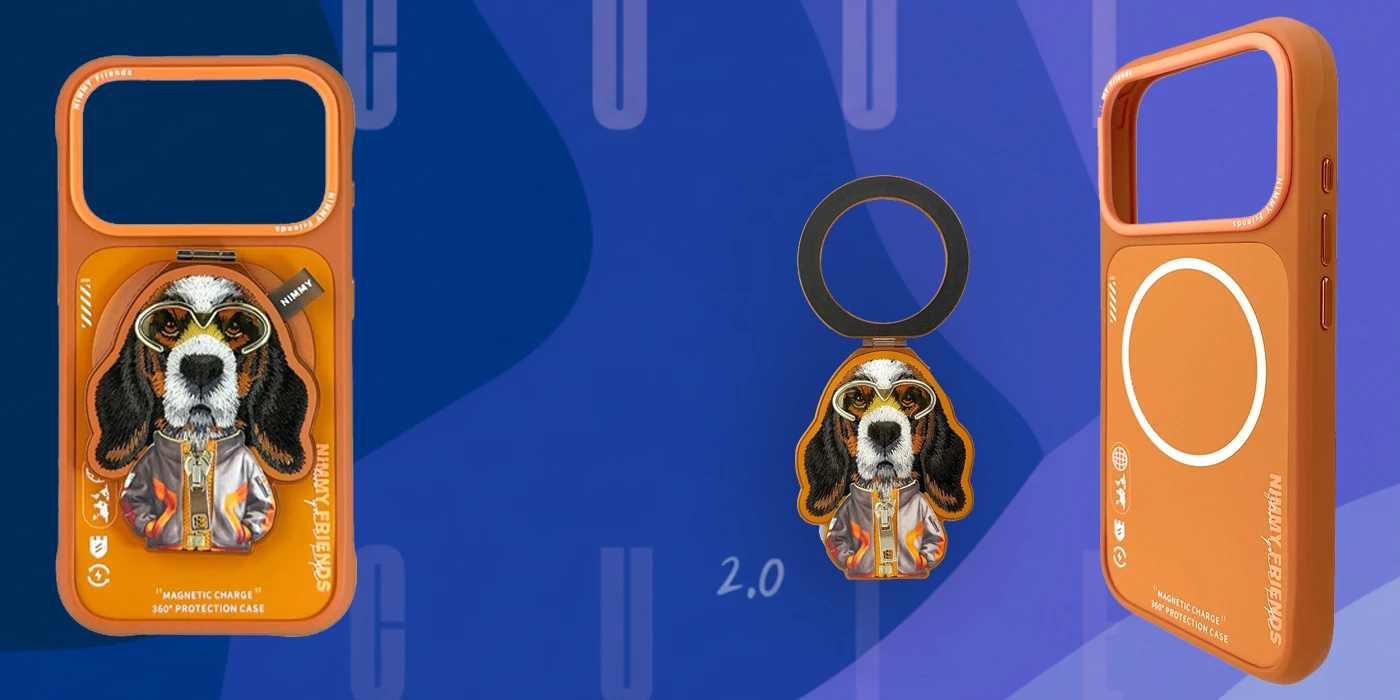 Dėklas Nimmy Cool&Cute 2.0 Dog Case for iPhone 17 Pro with Magnetic Hanger - Oranžinis aprašymas - Prekės nuotrauka