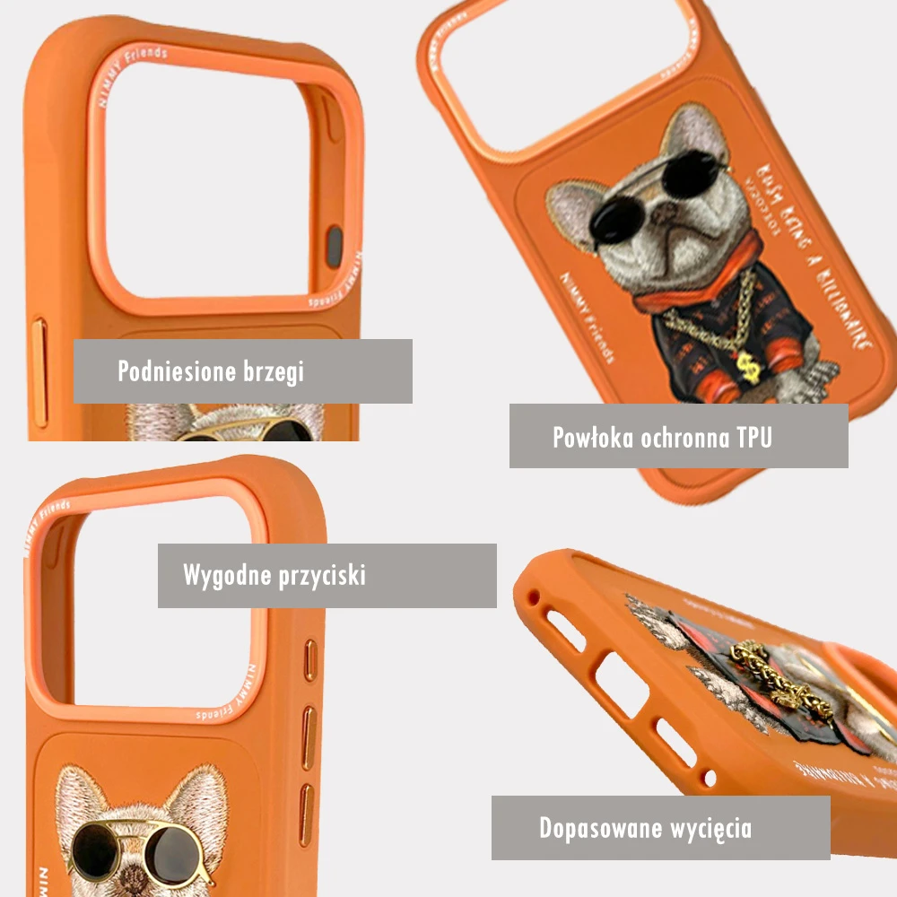 Dėklas Nimmy Glasses Cool Dog Case for iPhone 17 Pro Max - Oranžinis aprašymas - Prekės nuotrauka