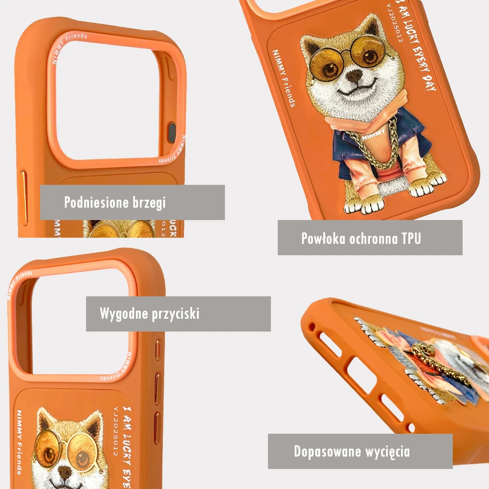 Dėklas Nimmy Glasses Cool Dog Case for iPhone 17 Pro Max - Oranžinis aprašymas - Prekės nuotrauka