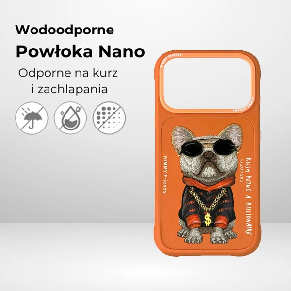 Dėklas Nimmy Glasses Cool Dog iPhone 17 Pro Case - Oranžinis aprašymas - Prekės nuotrauka