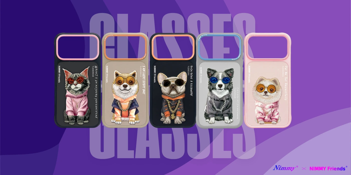Dėklas Nimmy Glasses Cool Dog iPhone 17 Pro Case - Oranžinis aprašymas - Prekės nuotrauka