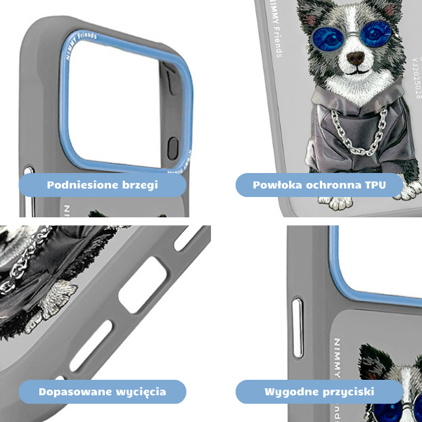 „Nimmy Glasses Cool“ dėklas, skirtas „iPhone 17 Pro“ – pilkas aprašymas - Prekės nuotrauka