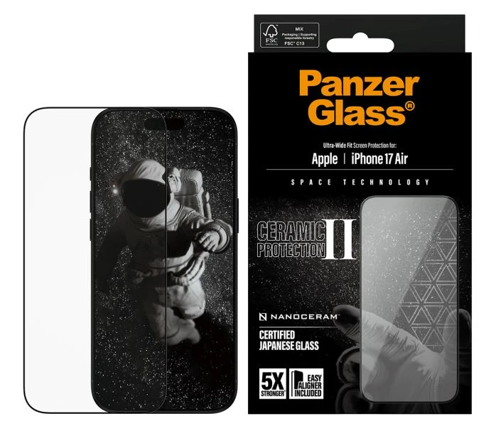 Panzer Glass „PanzerGlass Ceramic II“ itin plataus pritaikymo grūdintas stiklas „iPhone Air“ telefonui aprašymas - Prekės nuotrauka Panzer Glass „PanzerGlass Ceramic II“ itin plataus pritaikymo grūdintas stiklas „iPhone Air“ telefonui aprašymas - Prekės nuotrauka