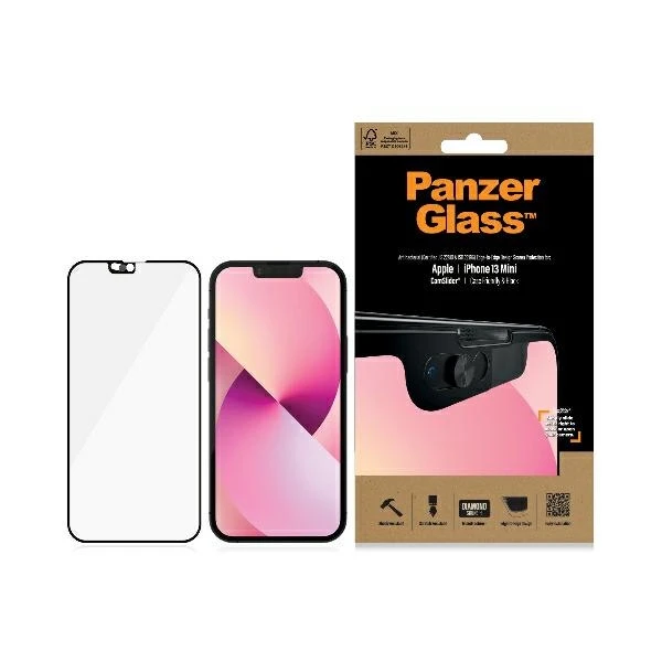 Panzer Glass PanzerGlass CamSlider AB Apple, iPhone 13 mini CF, Grūdintas stiklas, Juodas, Privatus stiklas, Tinka dėklui aprašymas - Prekės nuotrauka