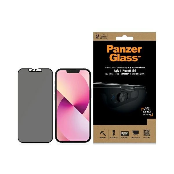 Panzer Glass PanzerGlass CamSlider Privacy AB Apple, iPhone 13 mini, Grūdintas stiklas, Juodas, Privatus stiklas, Tinka dėklui aprašymas - Prekės nuotrauka
