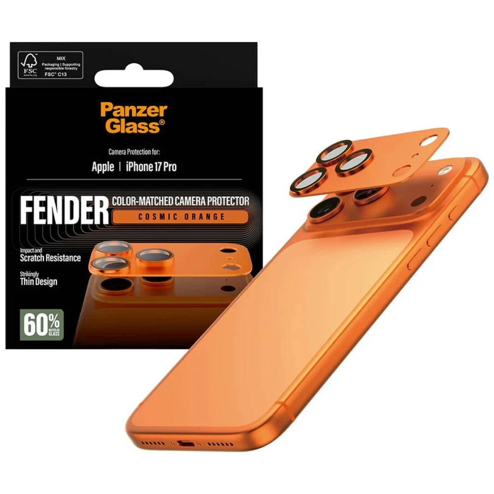 Panzer Glass PanzerGlass Fender Camera Protector Tempered Glass Lens for iPhone 17 Pro - Oranžinis aprašymas - Prekės nuotrauka