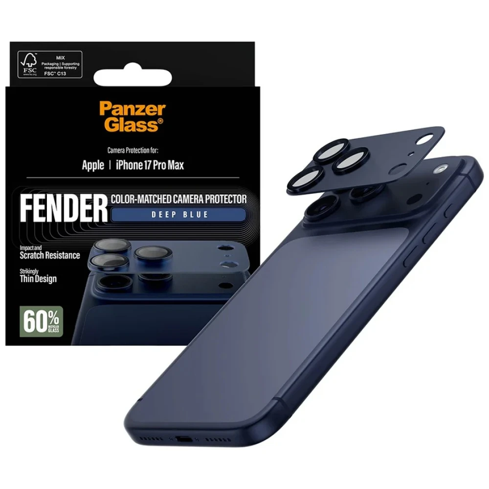 Panzer Glass PanzerGlass Fender Camera Protector Tempered Glass Lens Screen Protector for iPhone 17 Pro Max - Mėlyna aprašymas - Prekės nuotrauka