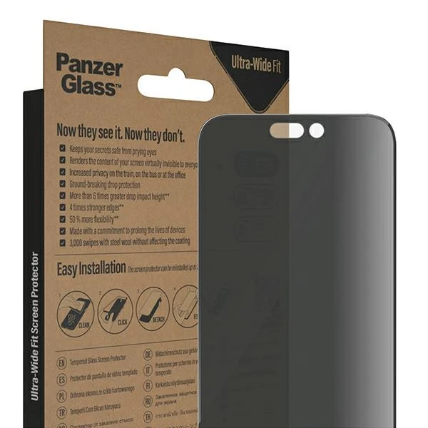 Panzer Glass PanzerGlass™ Privatumo ekrano apsauga Apple iPhone 14 Pro Max | Itin platus pritaikymas w. EasyAligner aprašymas - Prekės nuotrauka