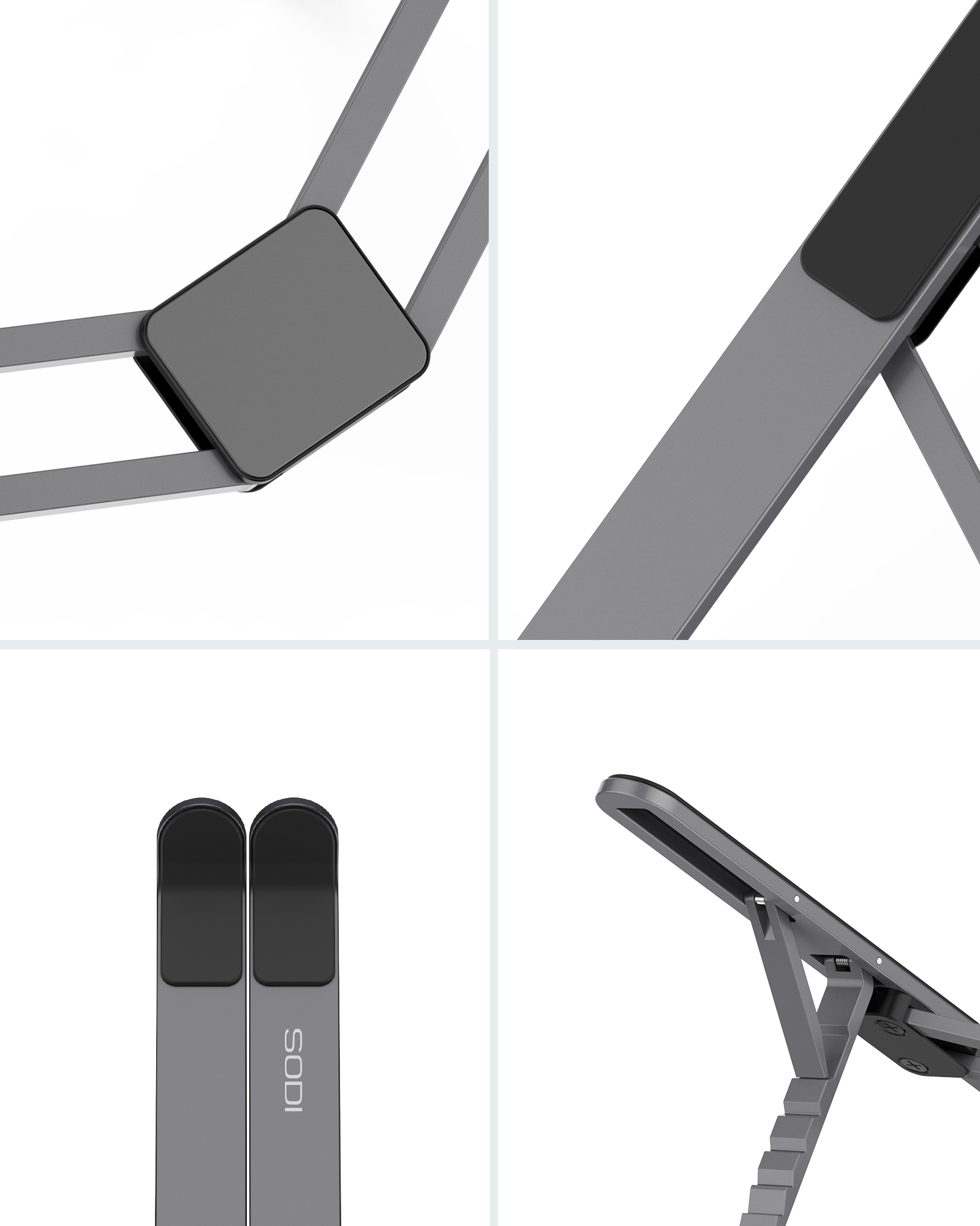 SODI 315 Adjustable Foldable Nešiojamas kompiuteris Stand pilka aprašymas - Prekės nuotrauka SODI 315 Adjustable Foldable Nešiojamas kompiuteris Stand pilka aprašymas - Prekės nuotrauka