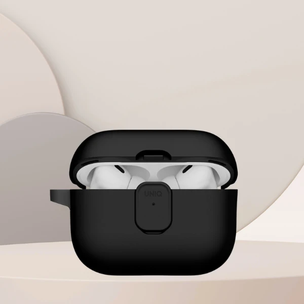 „Uniq Clyde“ dėklas, skirtas „AirPods Pro 3“ ausinėms – juodas ir pilkas aprašymas - Prekės nuotrauka