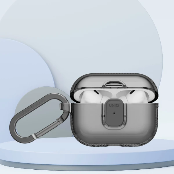 Dėklas Uniq Glase Pro Case for AirPods Pro 3 Lock Case - Transparent Juodas aprašymas - Prekės nuotrauka