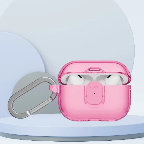 Dėklas Uniq Glase Pro Case for AirPods Pro 3 Lock Case - Transparent Rožinė aprašymas - Prekės nuotrauka