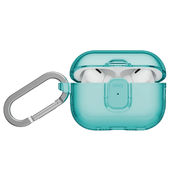 „Uniq Glase Pro“ dėklas, skirtas „AirPods Pro 3“ ausinėms, su užraktu – permatomas Mėlyna aprašymas - Prekės nuotrauka