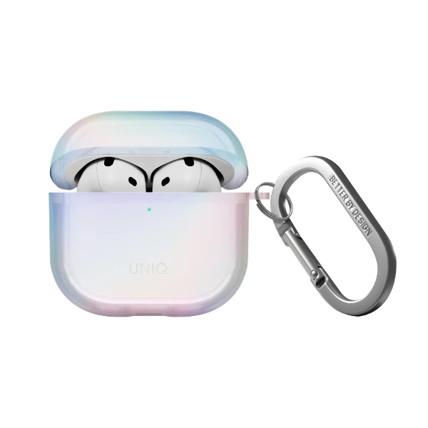 „Uniq Iridescia“ dėklas, skirtas „AirPods 4“ ausinėms, pakabinamas dėklas – holografinis baltas aprašymas - Prekės nuotrauka „Uniq Iridescia“ dėklas, skirtas „AirPods 4“ ausinėms, pakabinamas dėklas – holografinis baltas aprašymas - Prekės nuotrauka