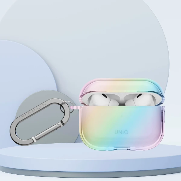 Dėklas Uniq Iridescia Hang Case for AirPods Pro 3 - Transparent Multicolor aprašymas - Prekės nuotrauka