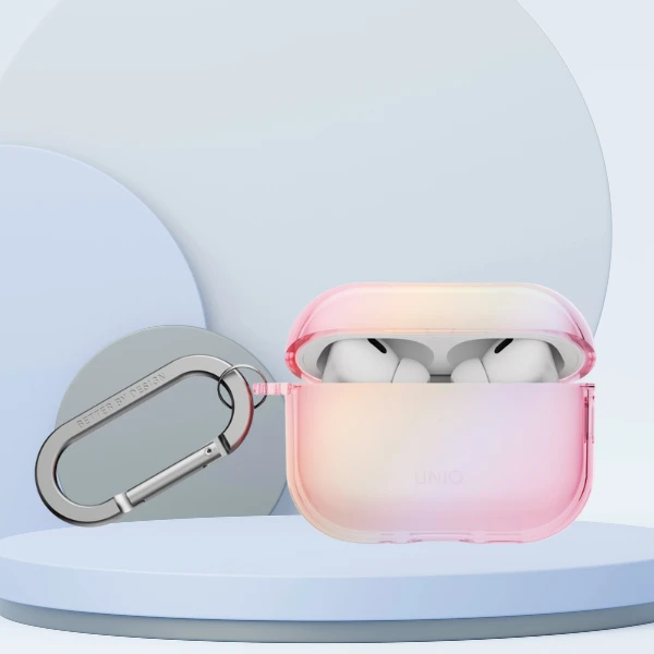 Dėklas Uniq Iridescia Hang Case for AirPods Pro 3 - Transparent Rožinė aprašymas - Prekės nuotrauka