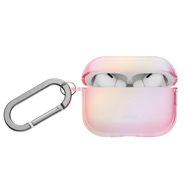 Dėklas Uniq Iridescia Hang Case for AirPods Pro 3 - Transparent Rožinė aprašymas - Prekės nuotrauka