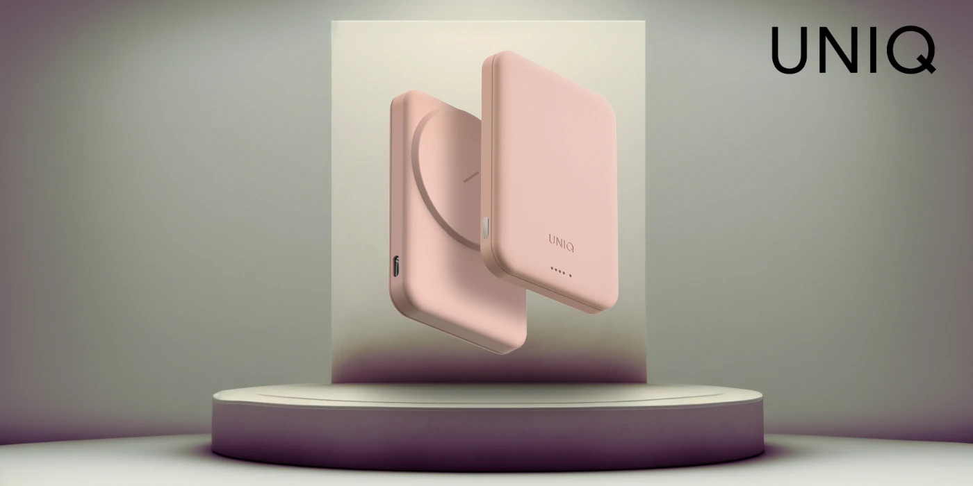 Uniq Lyden Lexa Magnetic 5000mAh PD USB-C MagSafe Power Bank - Rožinė aprašymas - Prekės nuotrauka