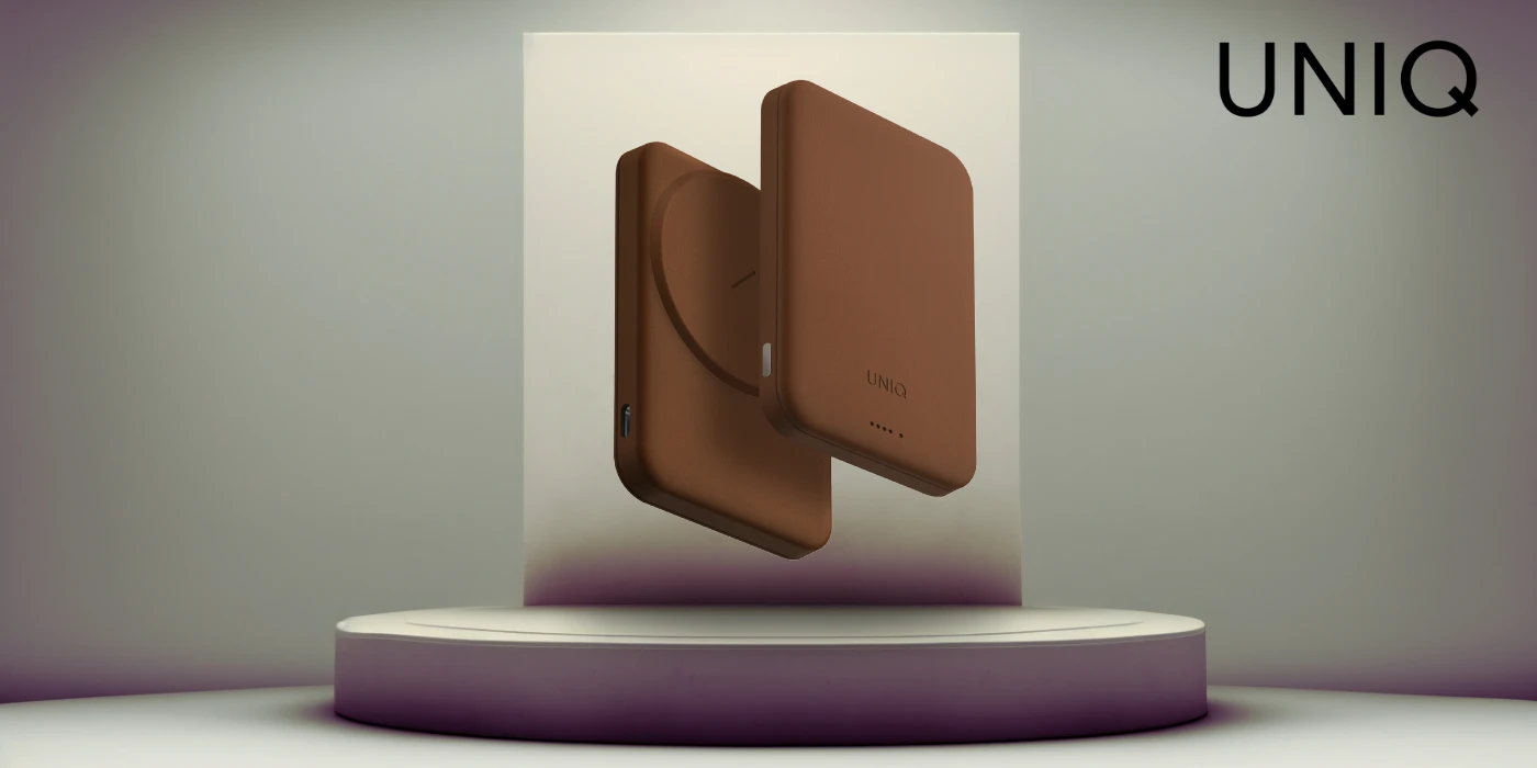 Uniq Lyden Lexa Magnetic 5000mAh PD USB-C MagSafe Power Bank - Brown aprašymas - Prekės nuotrauka