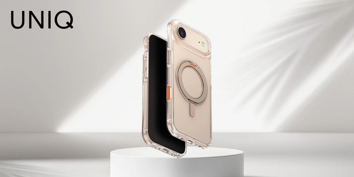 UNIQ Swivix dėklas skirtas Apple iPhone Air 360 Rotating Kickstand auksinis aprašymas - Prekės nuotrauka