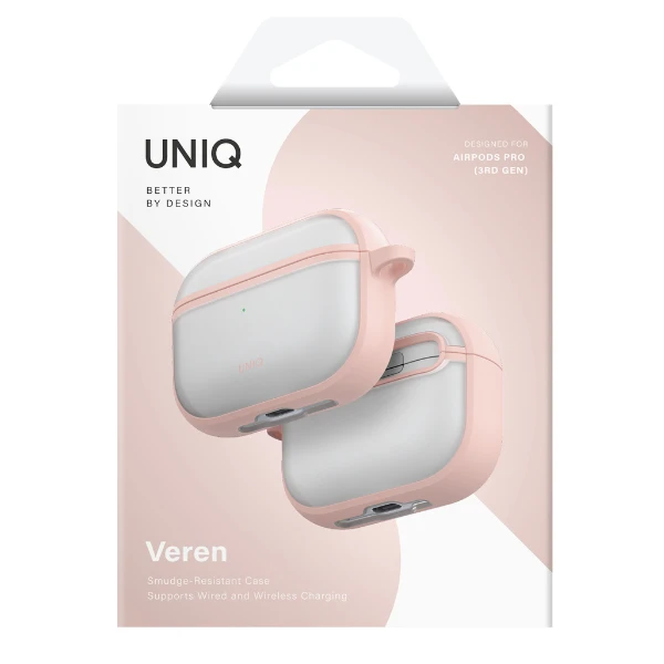 „Uniq Veren“ dėklas, skirtas „AirPods Pro 3“ ausinėms – rožinis aprašymas - Prekės nuotrauka