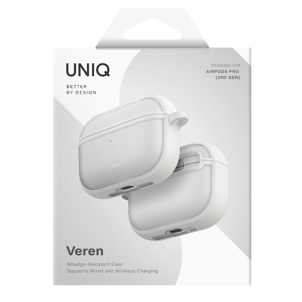 „Uniq Veren“ dėklas, skirtas „AirPods Pro 3“ ausinėms - Baltas aprašymas - Prekės nuotrauka