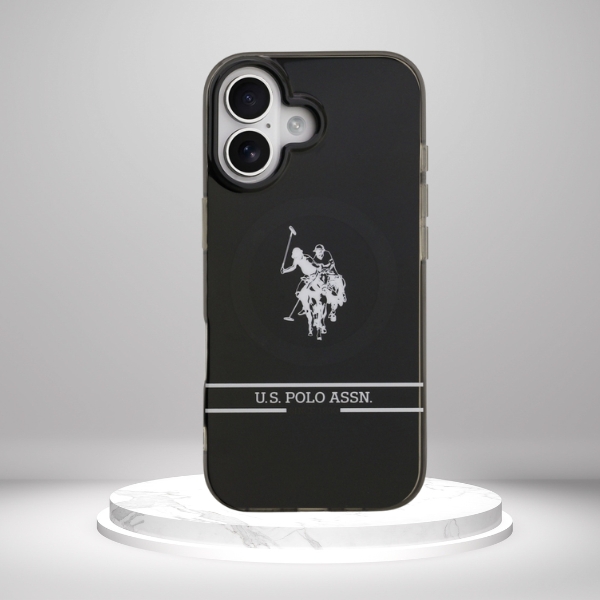 Us Polo Assn US Polo DH and Bottom Stripe Logo MagSafe dėklas skirtas Apple iPhone 17 juodos spalvos aprašymas - Prekės nuotrauka