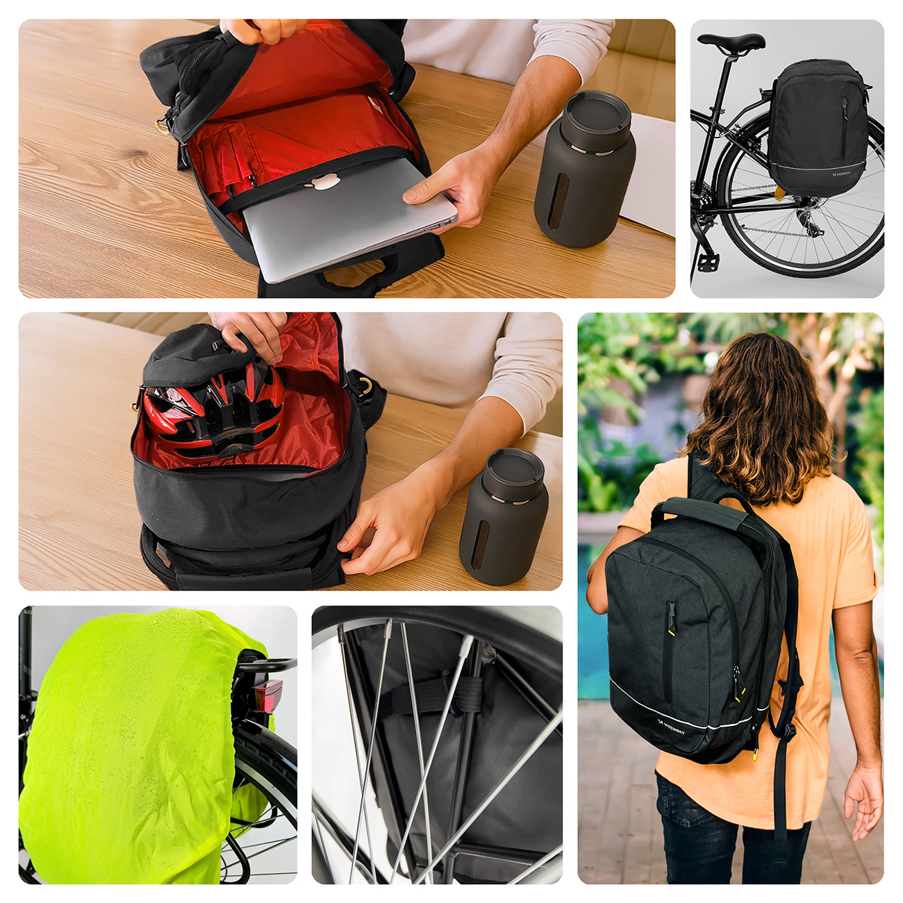 Wozinsky Double Bike Bag Backpack 2in1 30l Juodas (WBB30BK) aprašymas - Prekės nuotrauka Wozinsky Double Bike Bag Backpack 2in1 30l Juodas (WBB30BK) aprašymas - Prekės nuotrauka