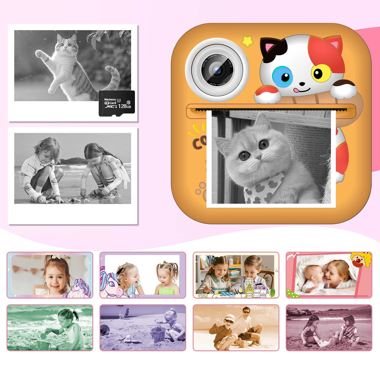 Wozinsky WDT-05 Thermal Spausdintuvas Camera for Kids - Oranžinis aprašymas - Prekės nuotrauka