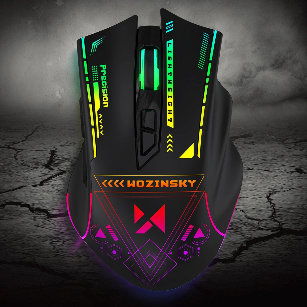 Wozinsky WMGB-3200 Optinė belaidė pelė žaidimams with Built-in Rechargeable Baterija 3200 DPI with RGB Lighting - Juodas aprašymas - Prekės nuotrauka