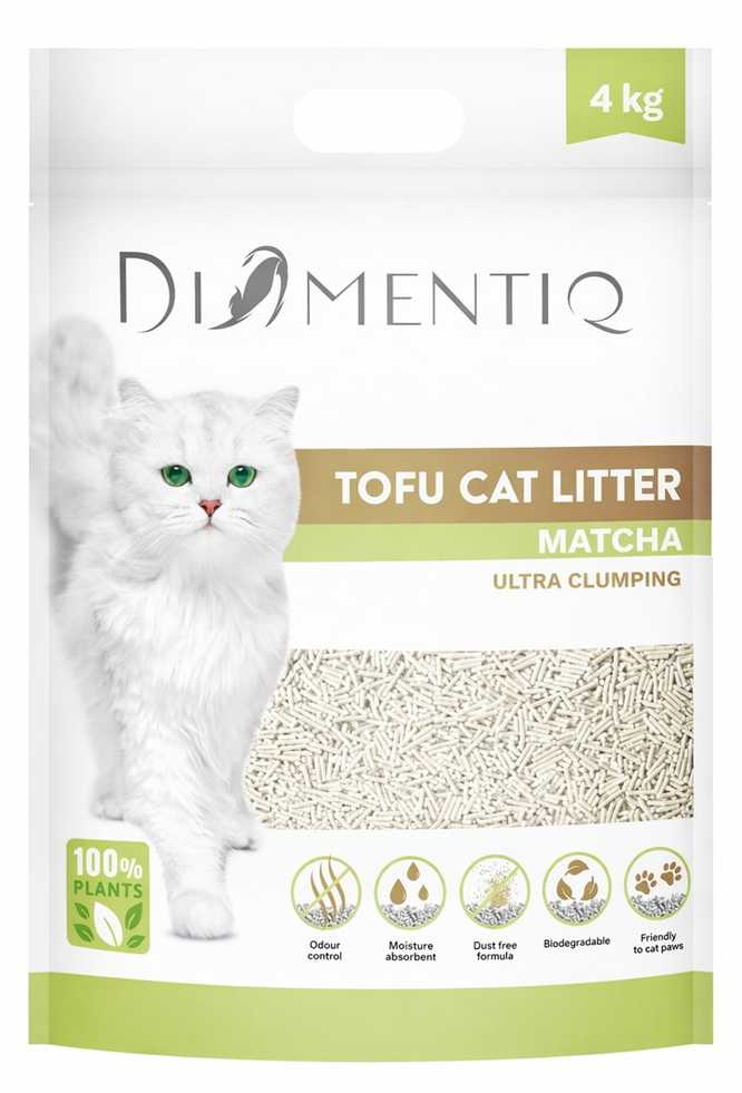 DIAMENTIQ Tofu Matcha Ultra gumulėlių kraikas augaliniu pagrindu 4kg