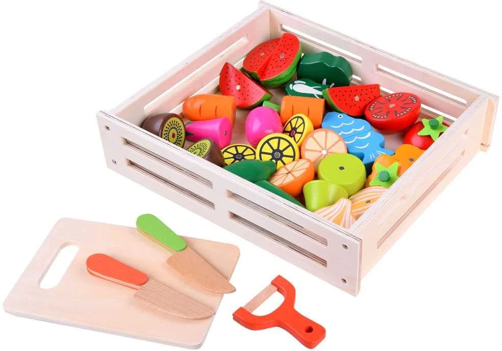 Jokomisiada Wooden fruit and vegetable cutting board with magnet, BOX, knife, ZA4121