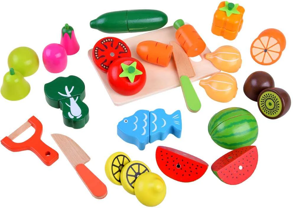 Jokomisiada Wooden fruit and vegetable cutting board with magnet, BOX, knife, ZA4121