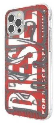 Diesel Snap Dėklas skaidrus AOP Apple iPhone 12 Pro Max raudona-pilka red-pilkas 42568