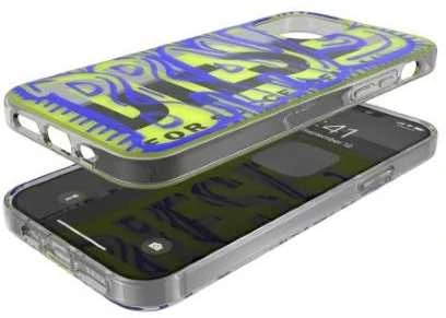 Dėklas Mėlyna DIESEL SNAP CASE CLEAR AOP FW20 IPHONE 12 PRO MAX Mėlynas/NEON LIME