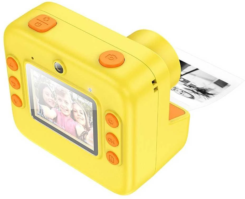 Skaitmeninė vaikų kamera su spausdintuvu Hoco 1MP 2,0" HD Ready DV200 geltona