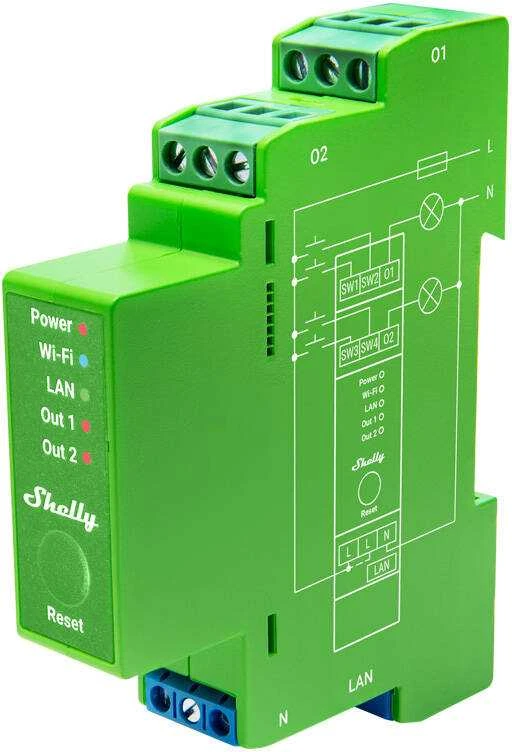 Shelly Pro Dimmer 2PM 2 kanalų pritemdymo modulis