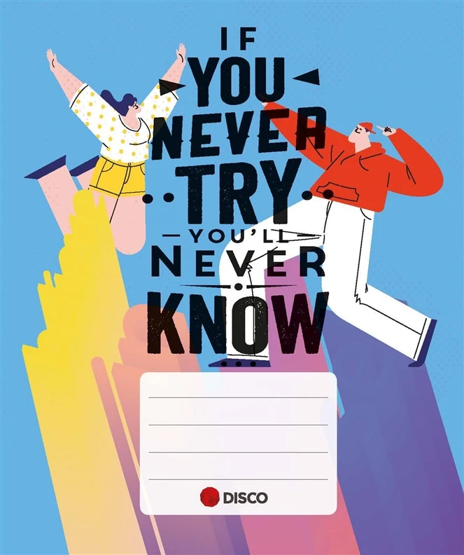 Lulucom Sąsiuvinis Disco motivation su citatomis, (5-12 klasės), 32 lapų, langeliais
