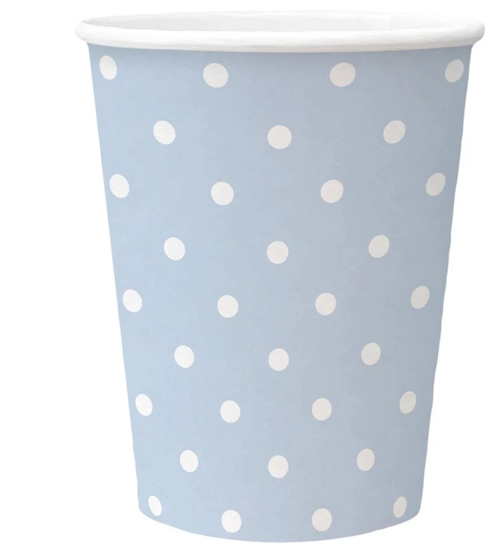 Vienkartiniai puodeliai PAW Mėlyna Dots, 250 ml, 8 vnt.