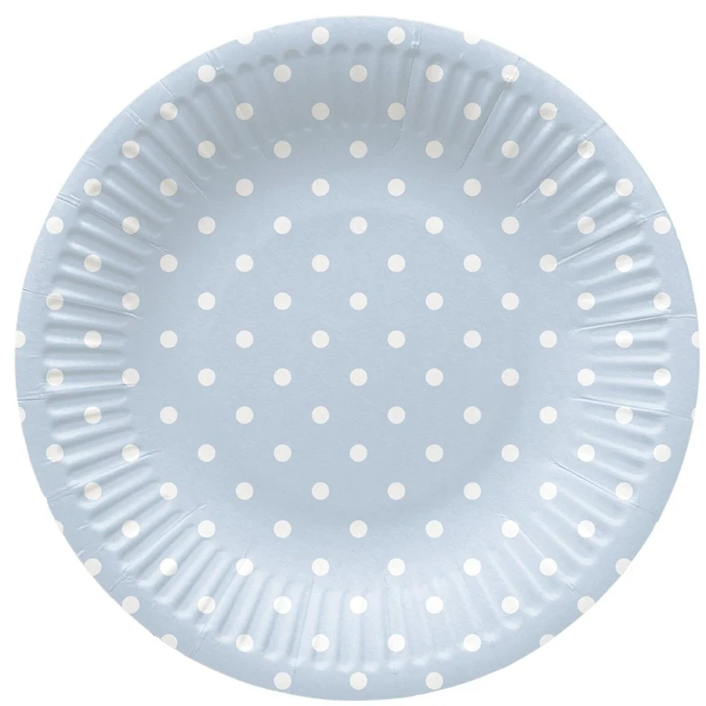 Vienkartinės lėkštės PAW Mėlyna Dots, Ø 18 cm, 8 vnt.