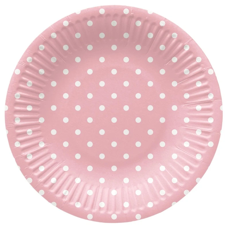 Vienkartinės lėkštės PAW Rožinė Dots, Ø 18 cm, 8 vnt.